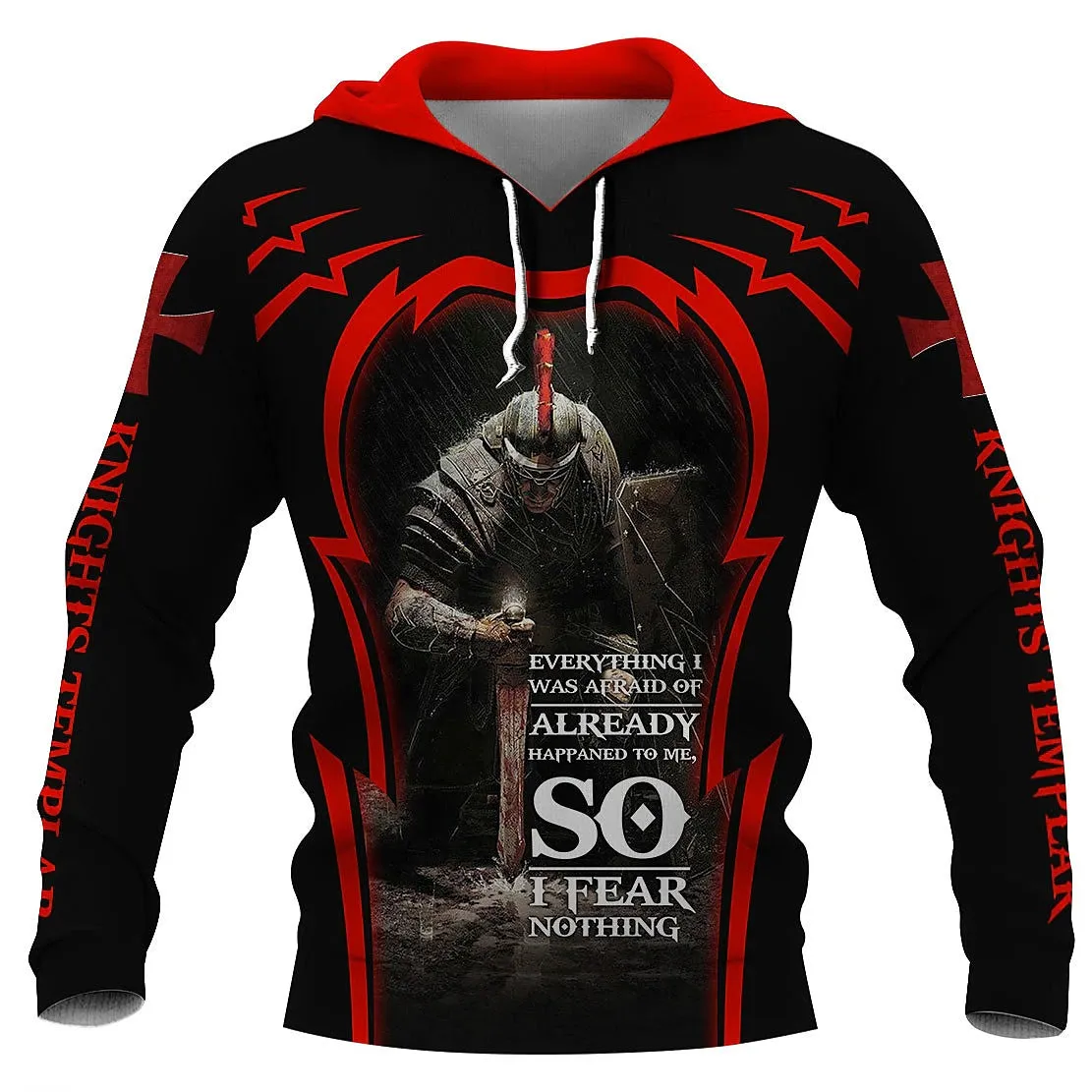 3D Vertigo Knights Templar Cross Print Men's Hoodie Sweatshirt