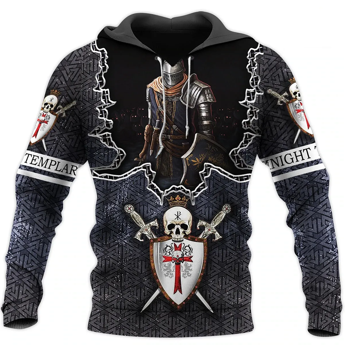 3D Vertigo Knights Templar Cross Print Men's Hoodie Sweatshirt