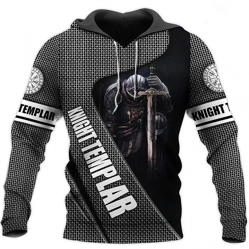 3D Vertigo Knights Templar Cross Print Men's Hoodie Sweatshirt