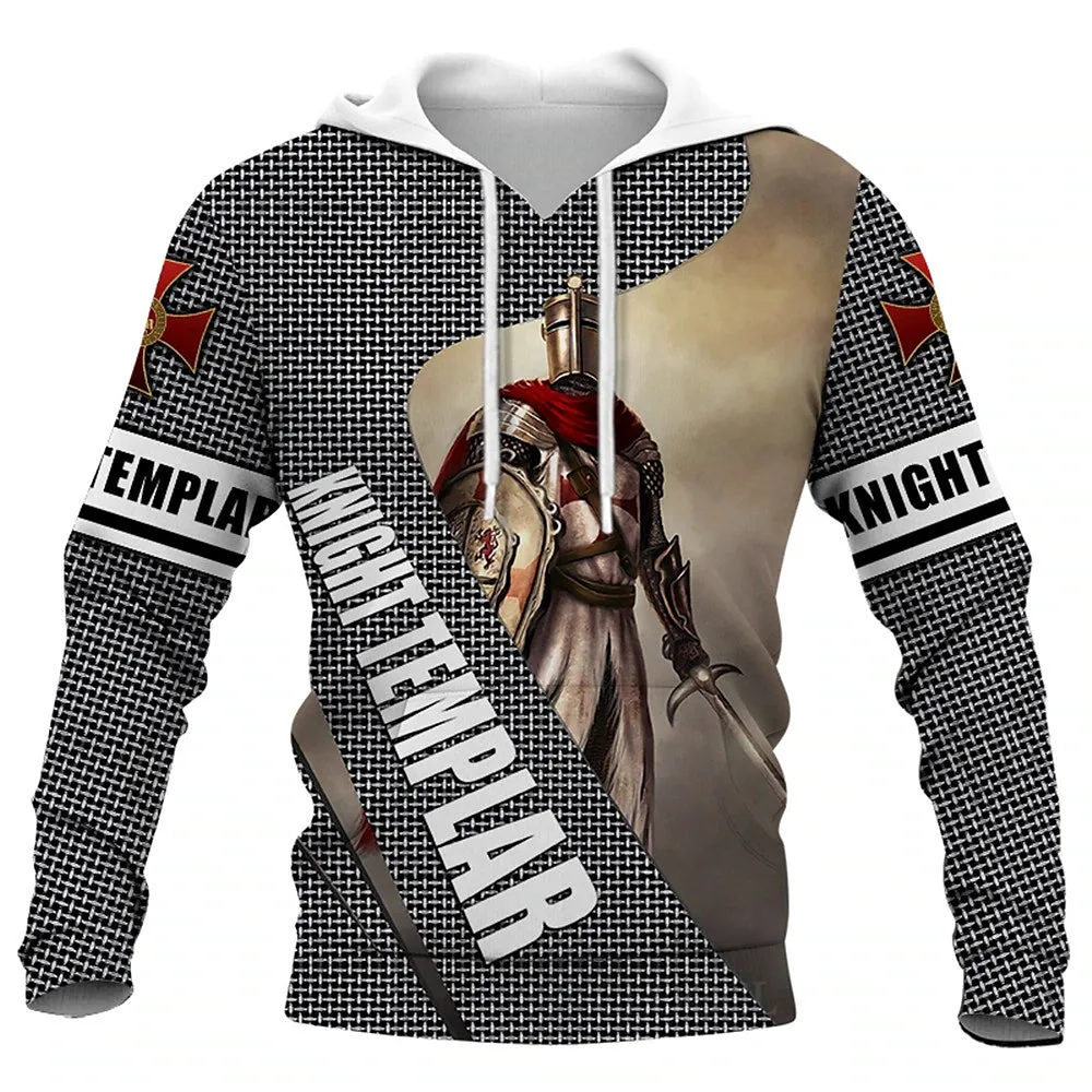 3D Vertigo Knights Templar Cross Print Men's Hoodie Sweatshirt