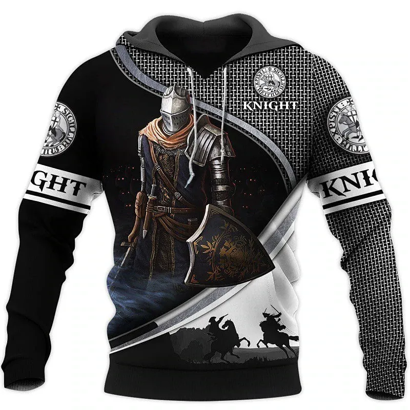 3D Vertigo Knights Templar Cross Print Men's Hoodie Sweatshirt