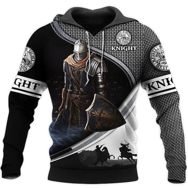 3D Vertigo Knights Templar Cross Print Men's Hoodie Sweatshirt