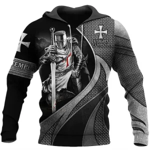 3D Vertigo Knights Templar Cross Print Men's Hoodie Sweatshirt