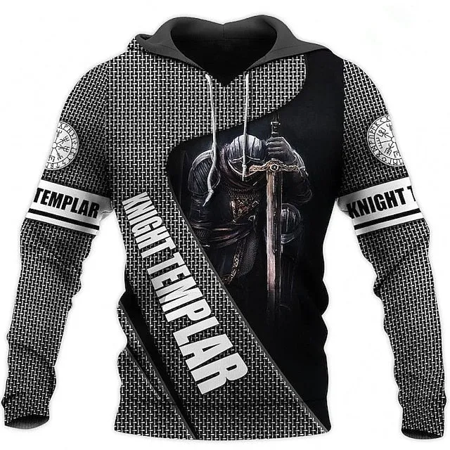 3D Vertigo Knights Templar Cross Print Men's Hoodie Sweatshirt