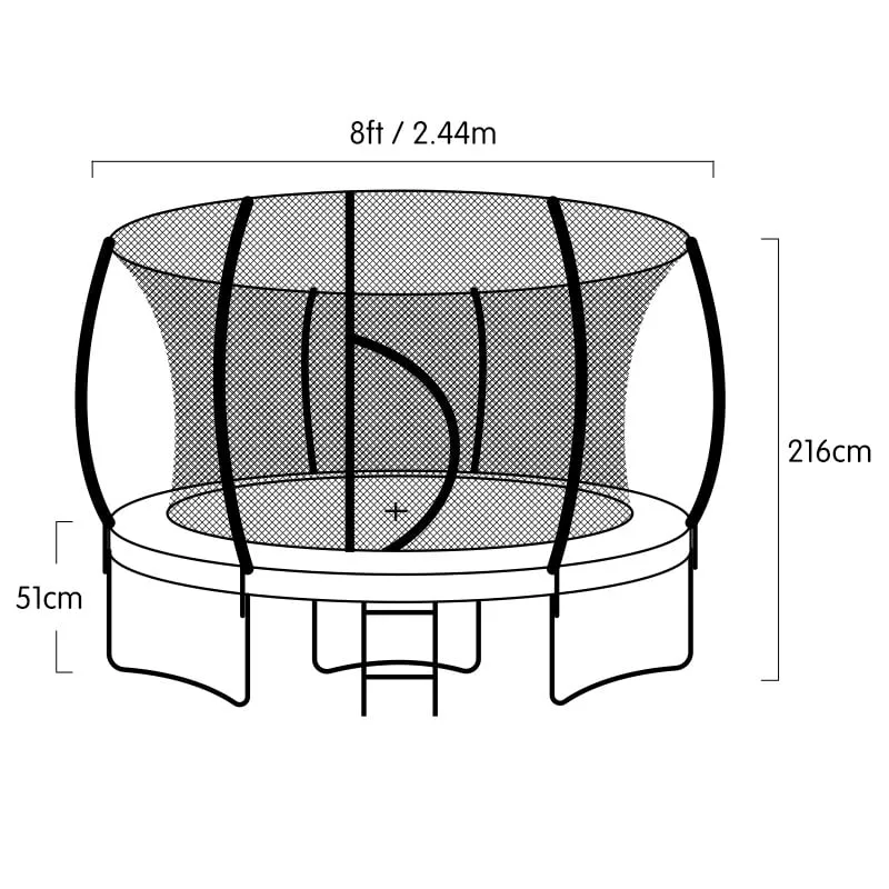 8ft Heavy-Duty Outdoor Kids Trampoline with Safety Net & Hoop - Kahuna