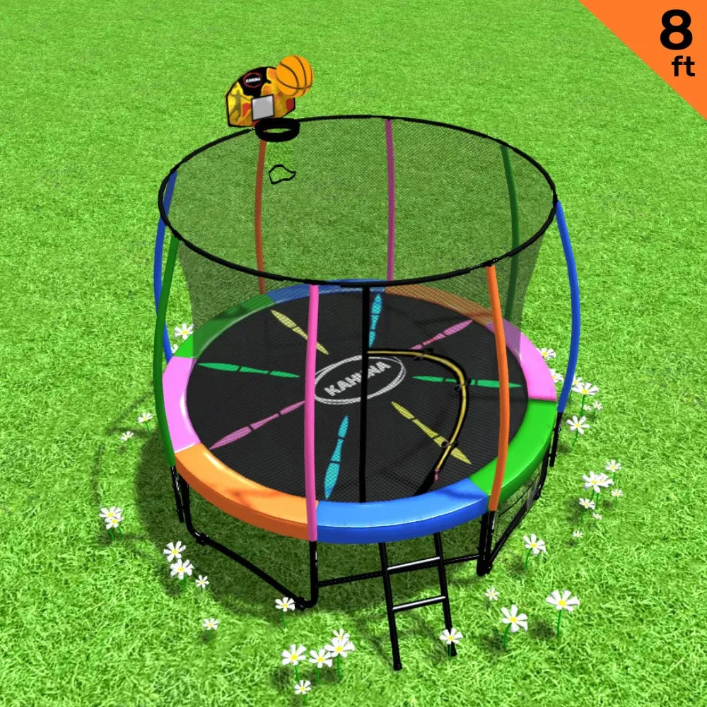 8ft Heavy-Duty Outdoor Kids Trampoline with Safety Net & Hoop - Kahuna