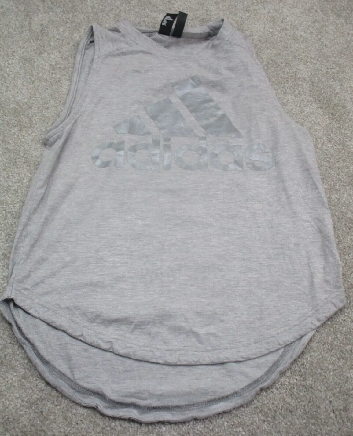 Adidas Basketball Shirt Girls Size XS Gray Sleeveless Athletic Fit Graphic Shirt