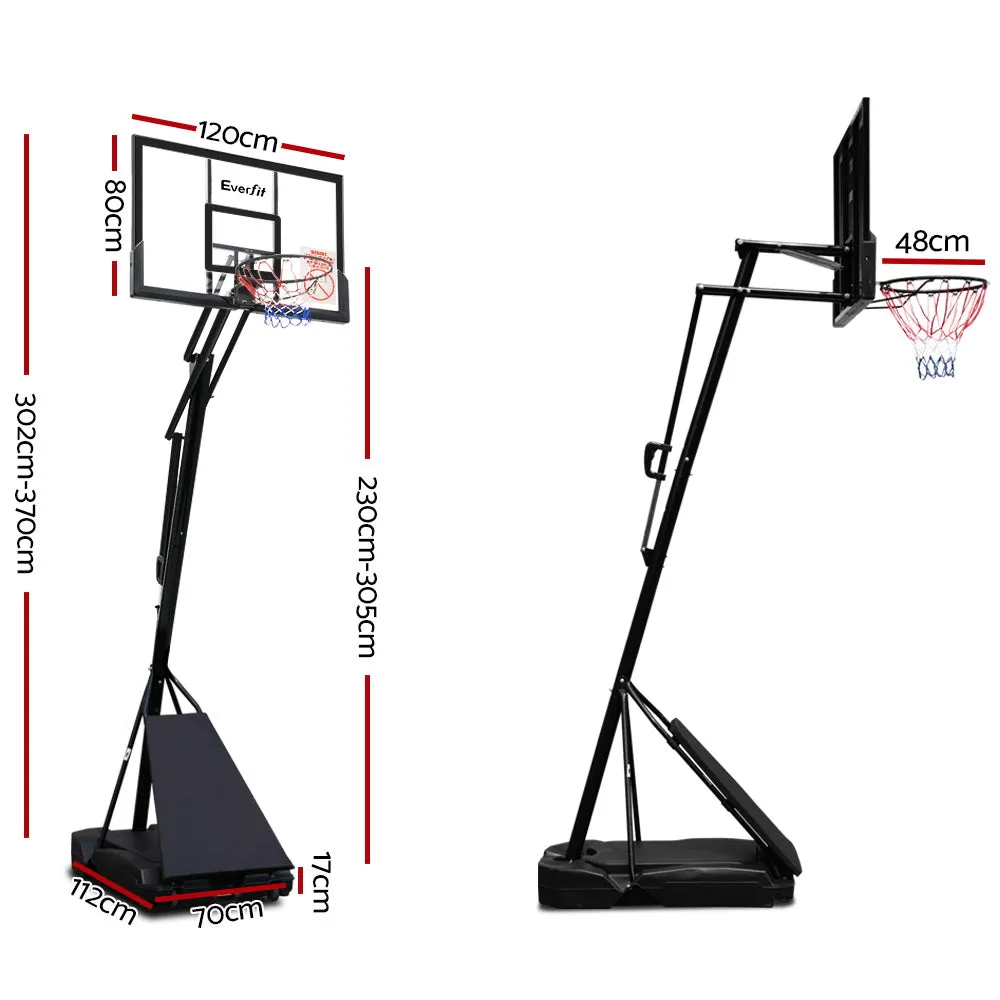 Adjustable 48" Basketball Hoop System, Steel Frame, Portable - Everfit