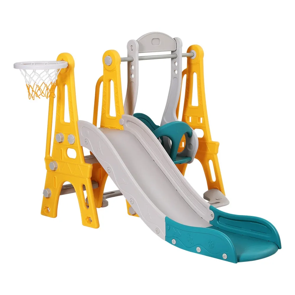 Adjustable Kids Slide Swing Basketball Set, 3-in-1 - Keezi