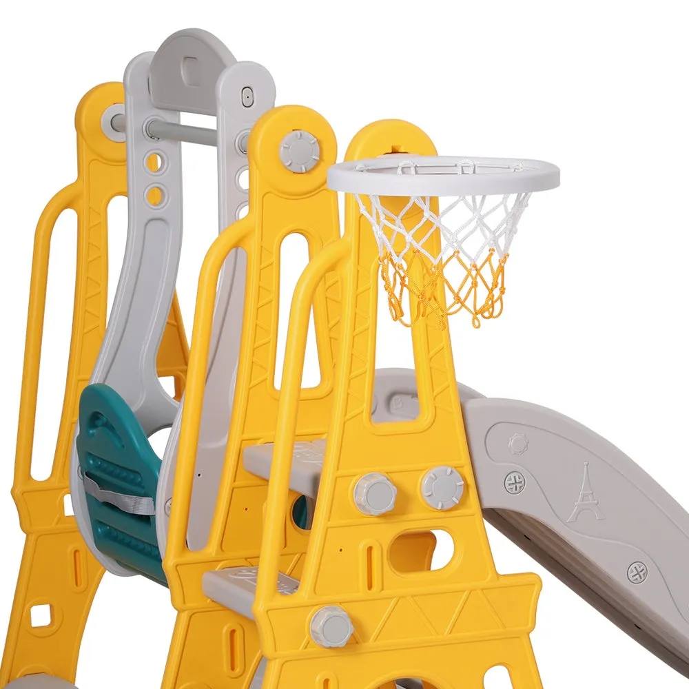 Adjustable Kids Slide Swing Basketball Set, 3-in-1 - Keezi