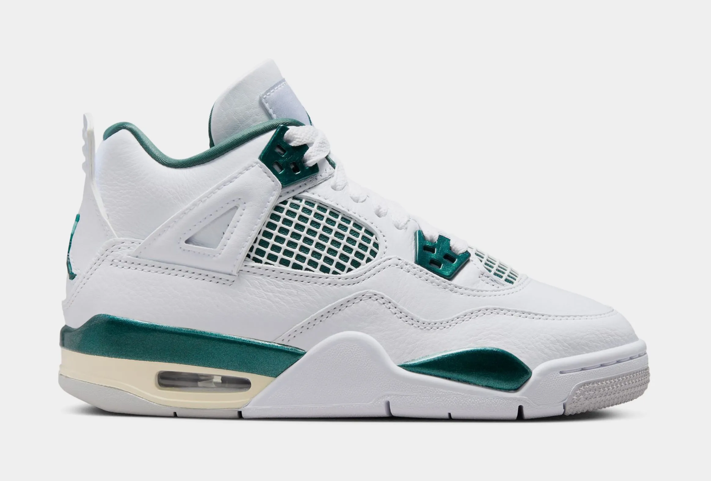 Air Jordan 4 Retro Oxidized Green Grade School Lifestyle Shoes (White/Oxidized Green/White/Neutral Grey) Free Shipping