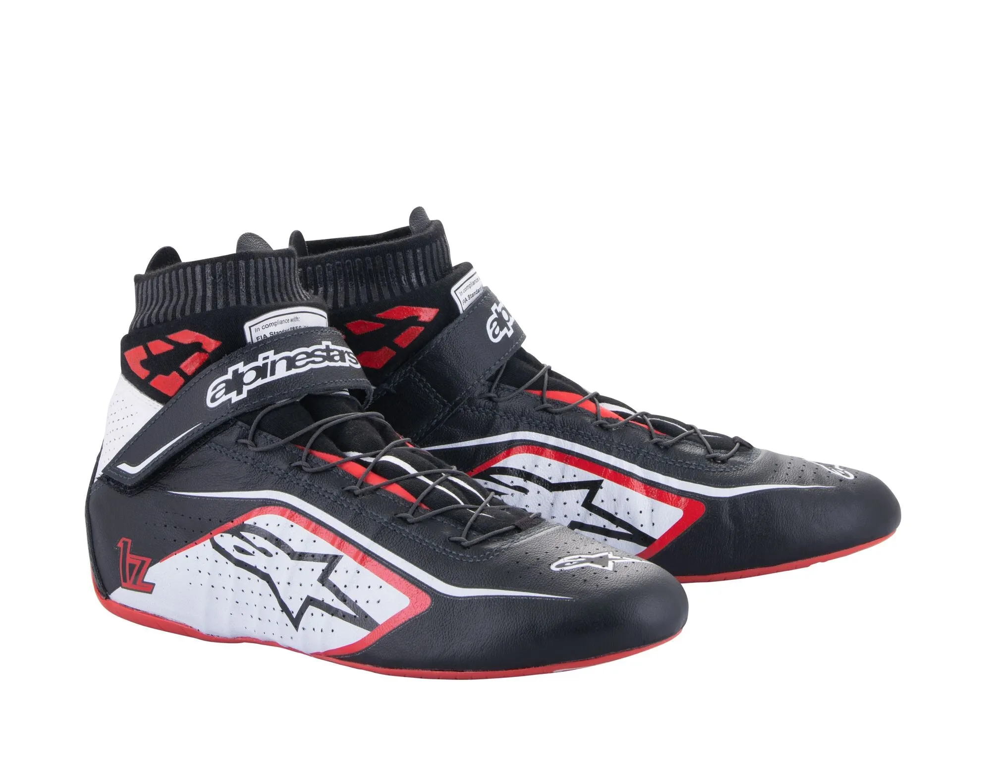 ALPINESTARS 2715020_132_13 TECH 1Z v2 Racing shoes, FIA 8856-2018, black/red/white, Size 47