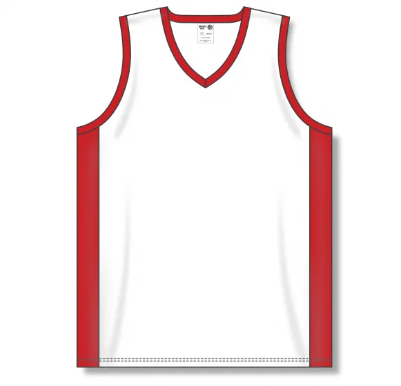 Athletic Knit (AK) B2115M-209 Mens White/Red Pro Basketball Jersey