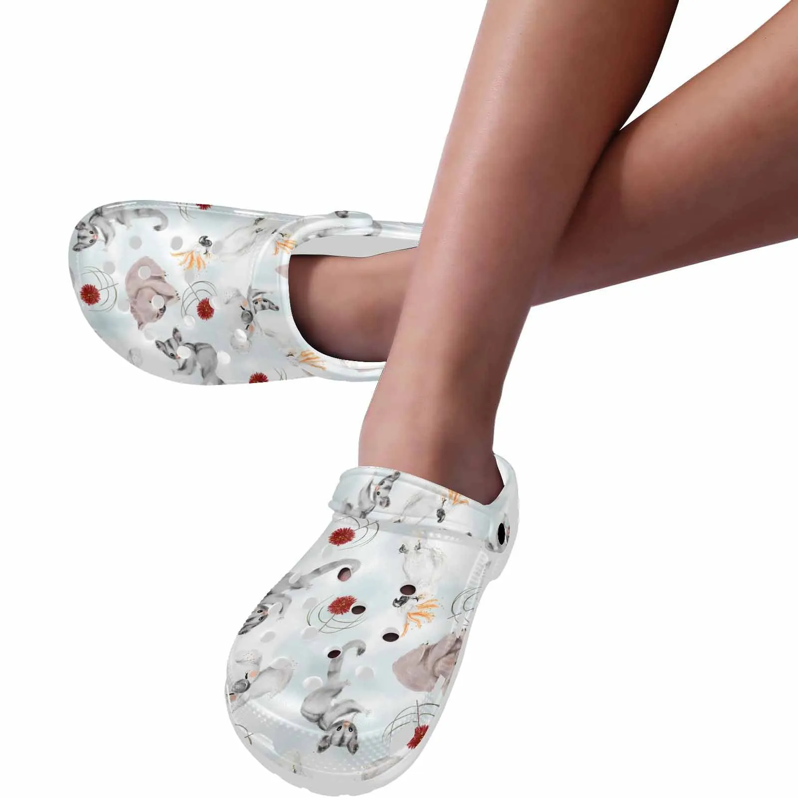 Australian Animals Koala, Sugar Glider, Wombat  Custom Print Adults Clogs