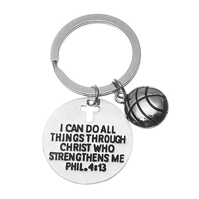 Basketball Christian I Can Do All Things Through Christ Who Strengthen Keychain