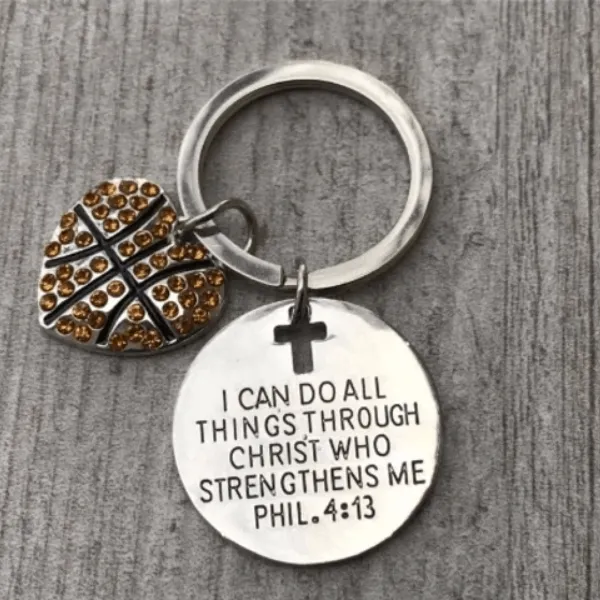 Basketball Christian I Can Do All Things Through Christ Who Strengthen Keychain