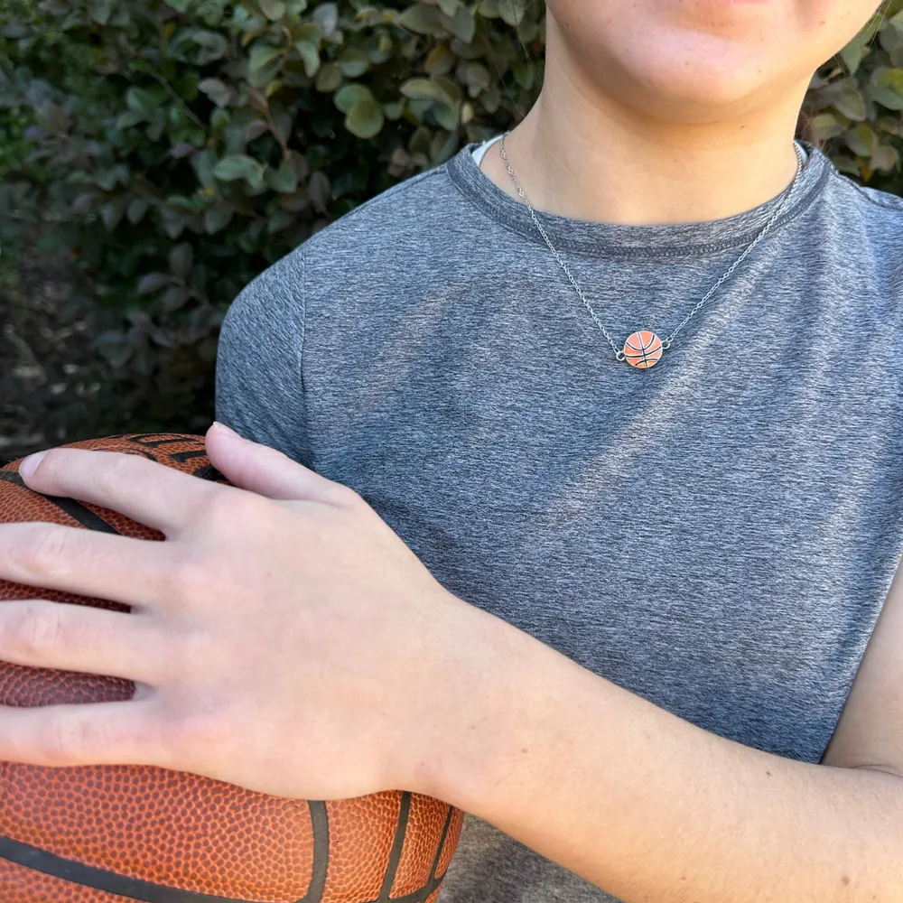 Basketball Orange Ball Pendant Necklace