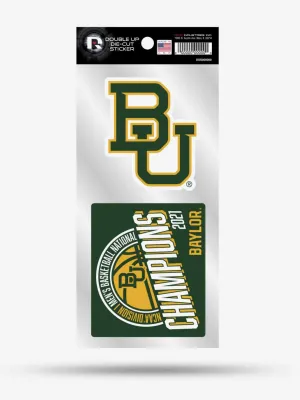 Baylor Bears 2020-2021 Basketball National Champions Double Up Die Cut Stickers