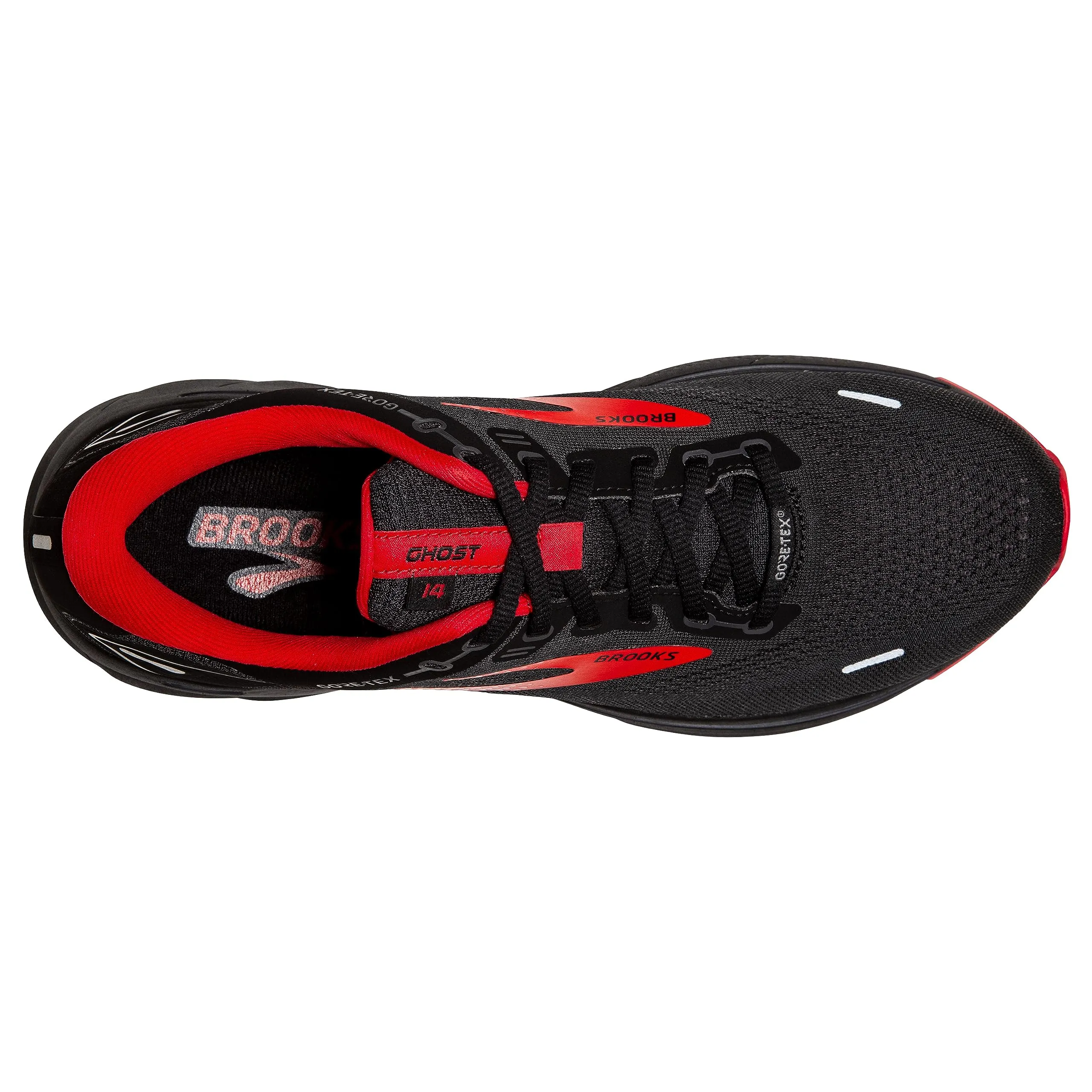 Brooks Men's Ghost 14 GTX Waterproof Neutral Running Shoe - Black/Blackened Pearl/High Risk Red - 9.5 Medium