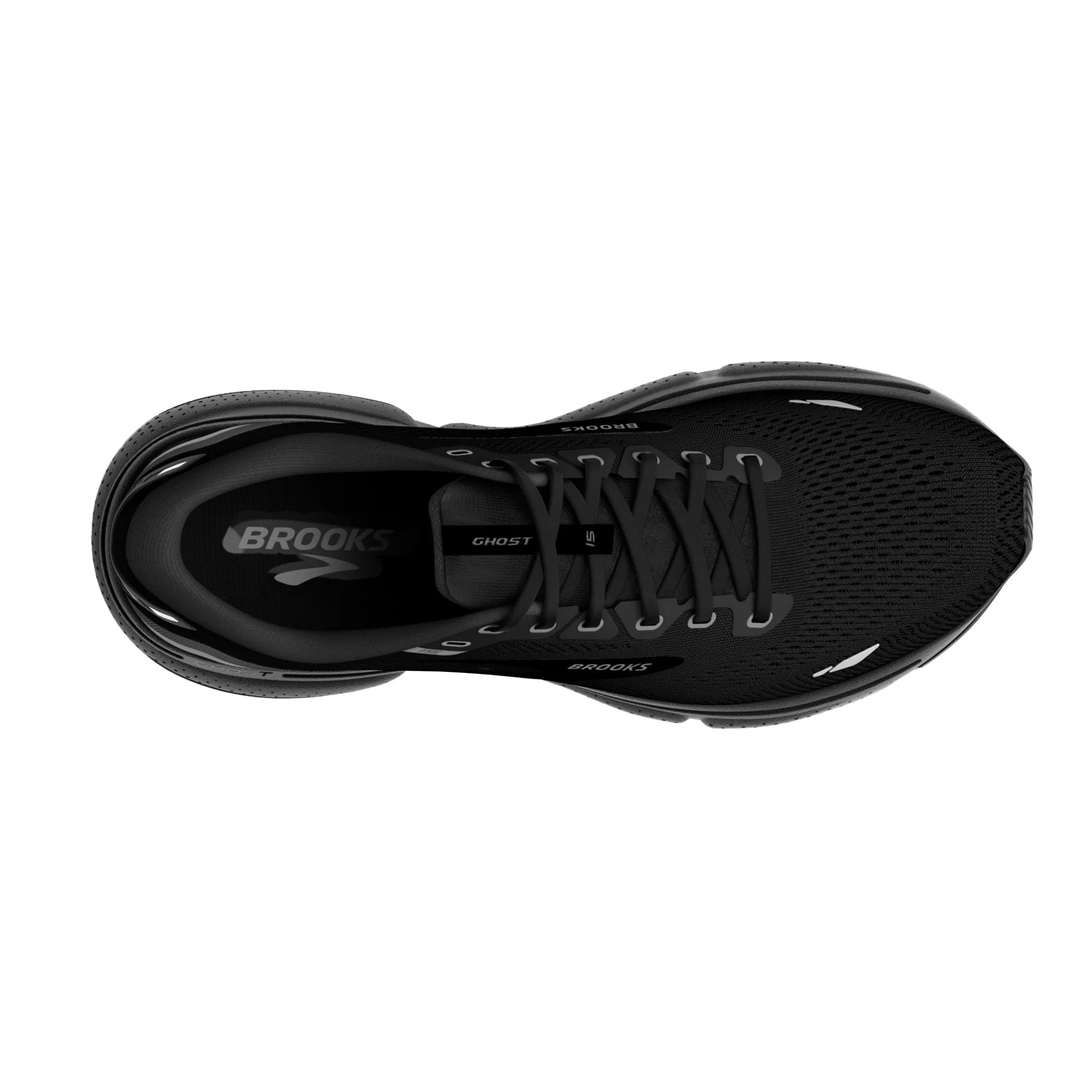 Brooks Men's Ghost 15 Wide Fit Running Shoes Black / Black / Ebony