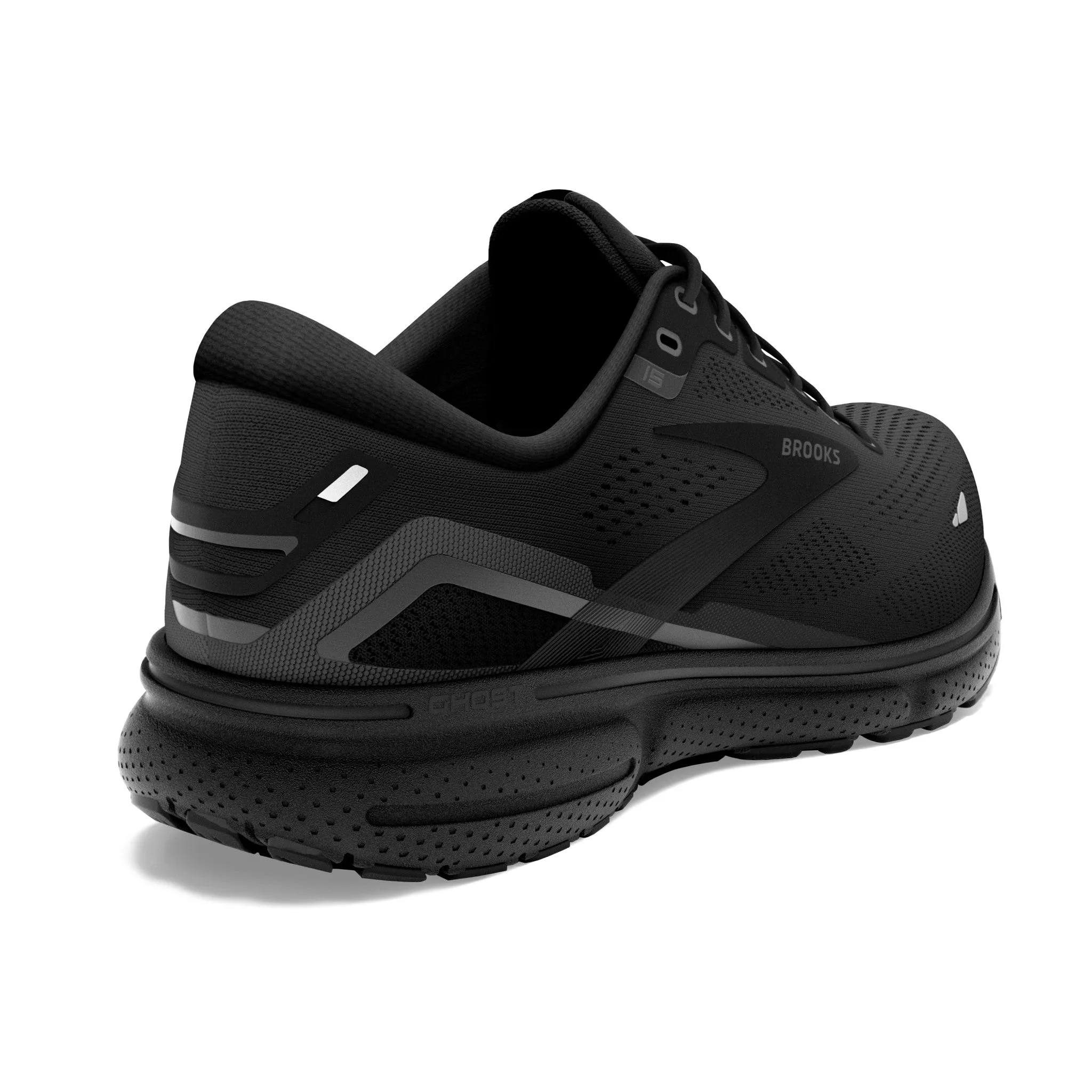 Brooks Men's Ghost 15 Wide Fit Running Shoes Black / Black / Ebony