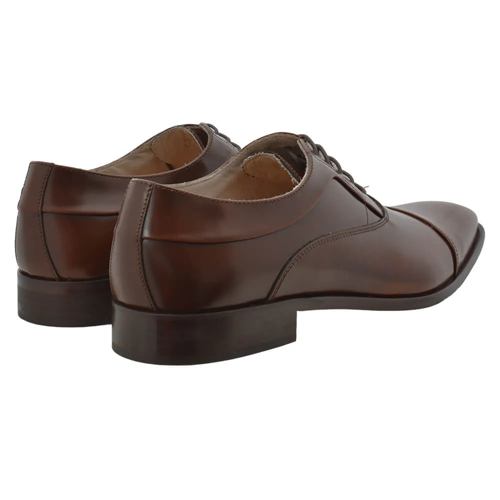 Brown Fine Leather Derby Lace Up Shoes