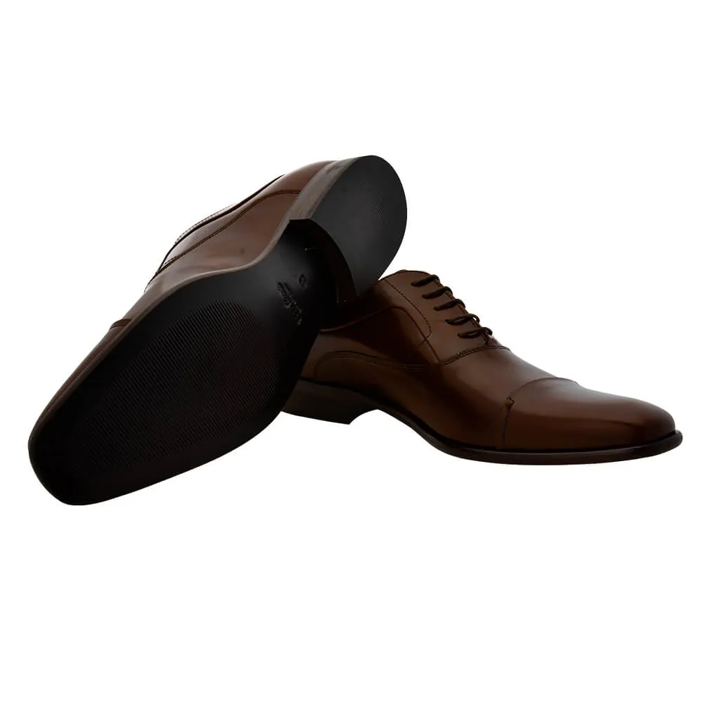 Brown Fine Leather Derby Lace Up Shoes