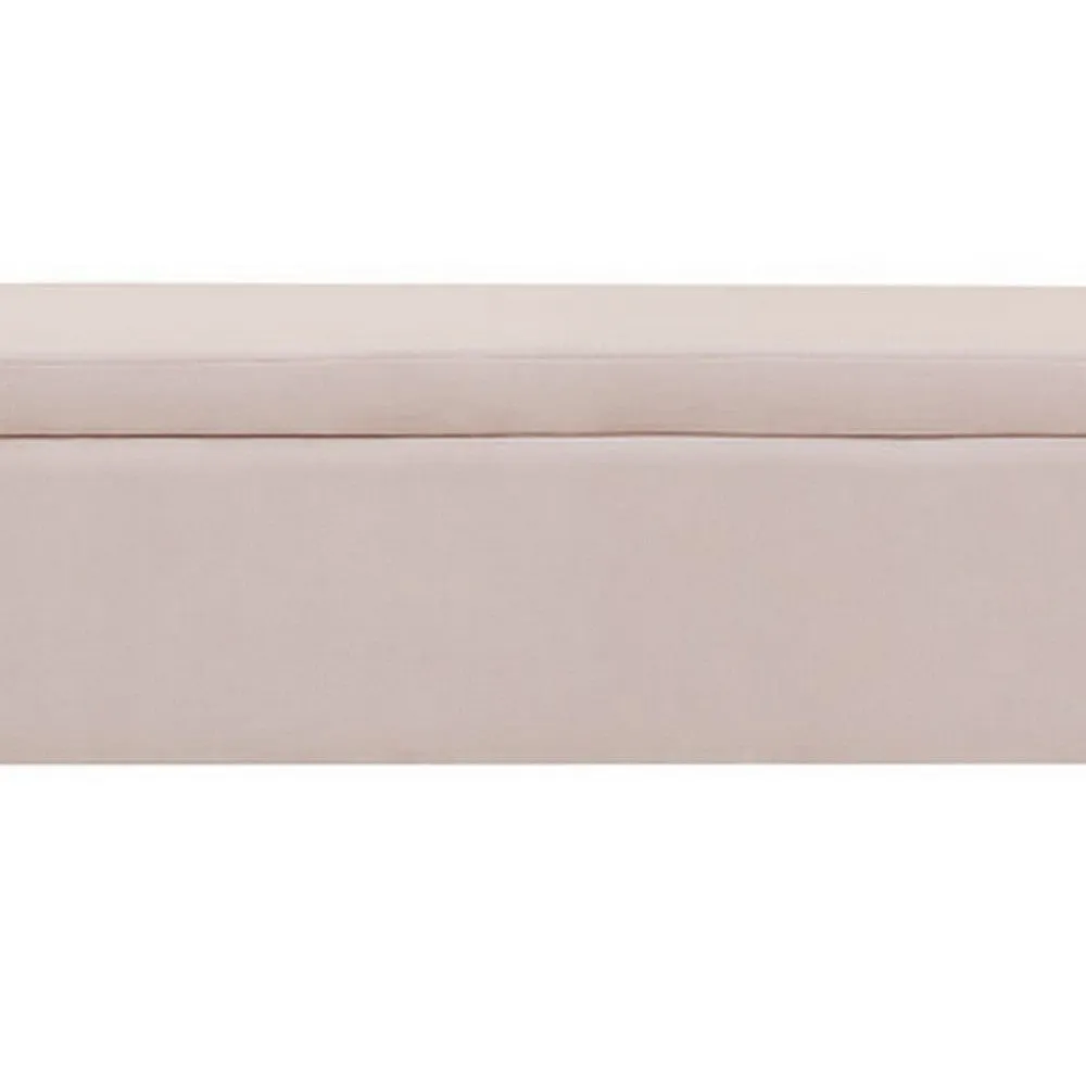 Cesar 55 Inch Ottoman Bench with Storage, Padded, Curved Arms, Pink Velvet By Casagear Home