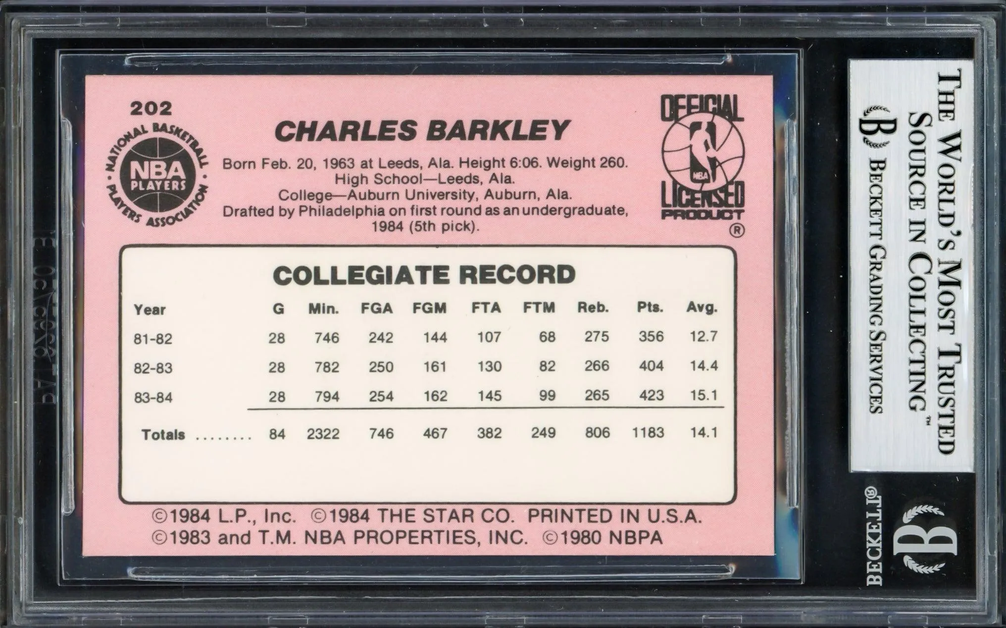 Charles Barkley Autographed 1984-85 Star Rookie Card #202 Philadelphia 76ers Vintage Signature Beckett BAS #14228688