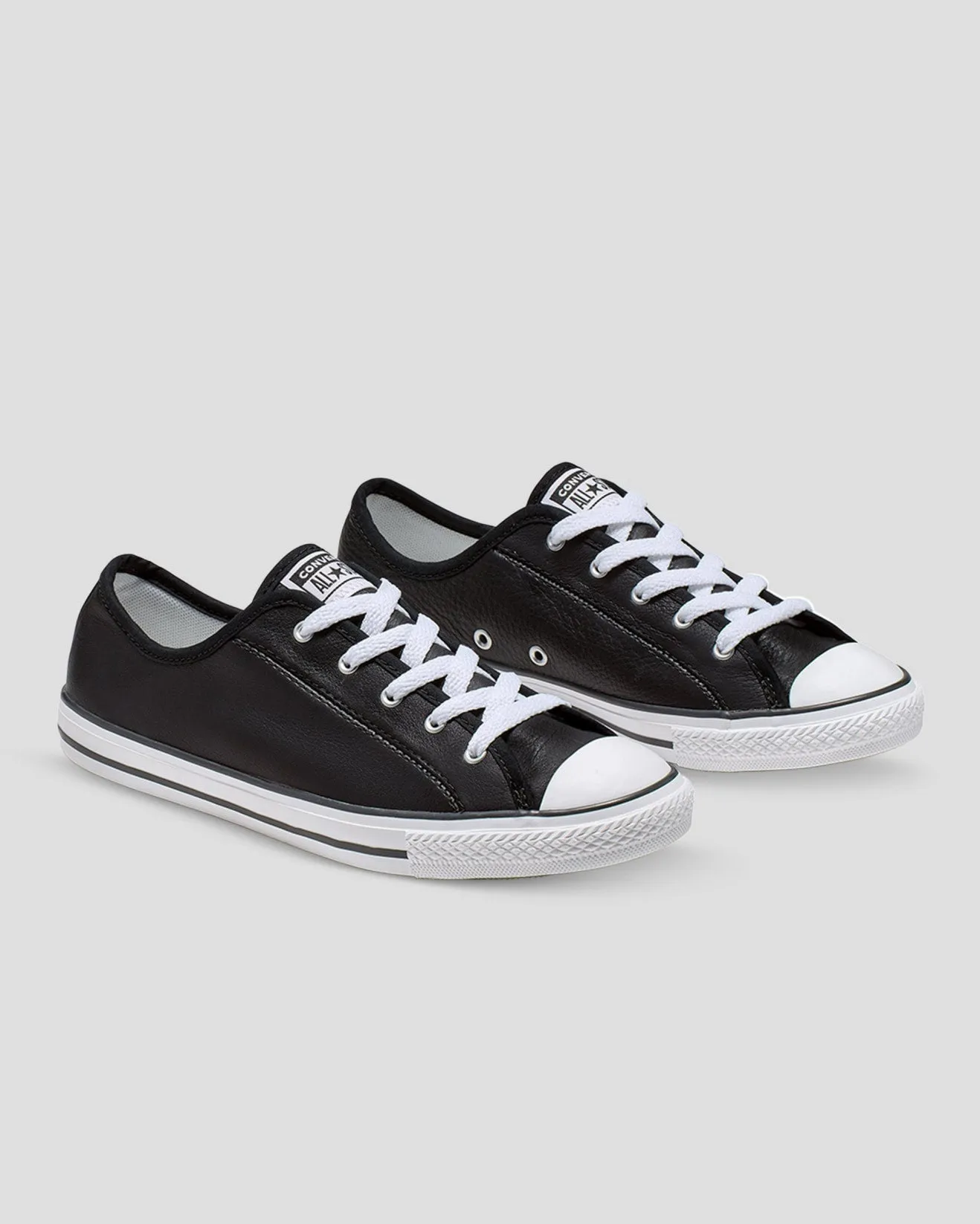 CONVERSE Chuck Taylor All Star Womens Leather Dainty Shoe - Black/White/White