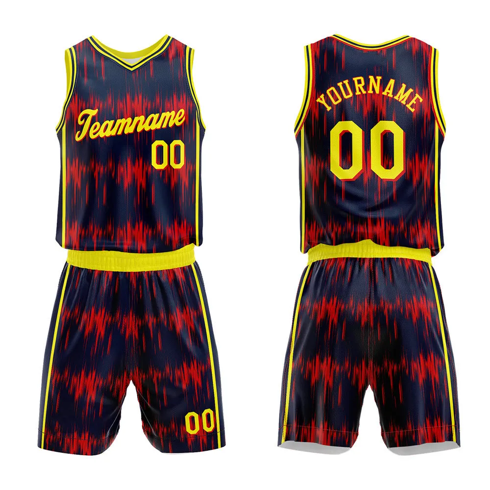 Custom Basketball Jersey Uniform Suit Printed Your Logo Name Number Acoustic wave-Navy