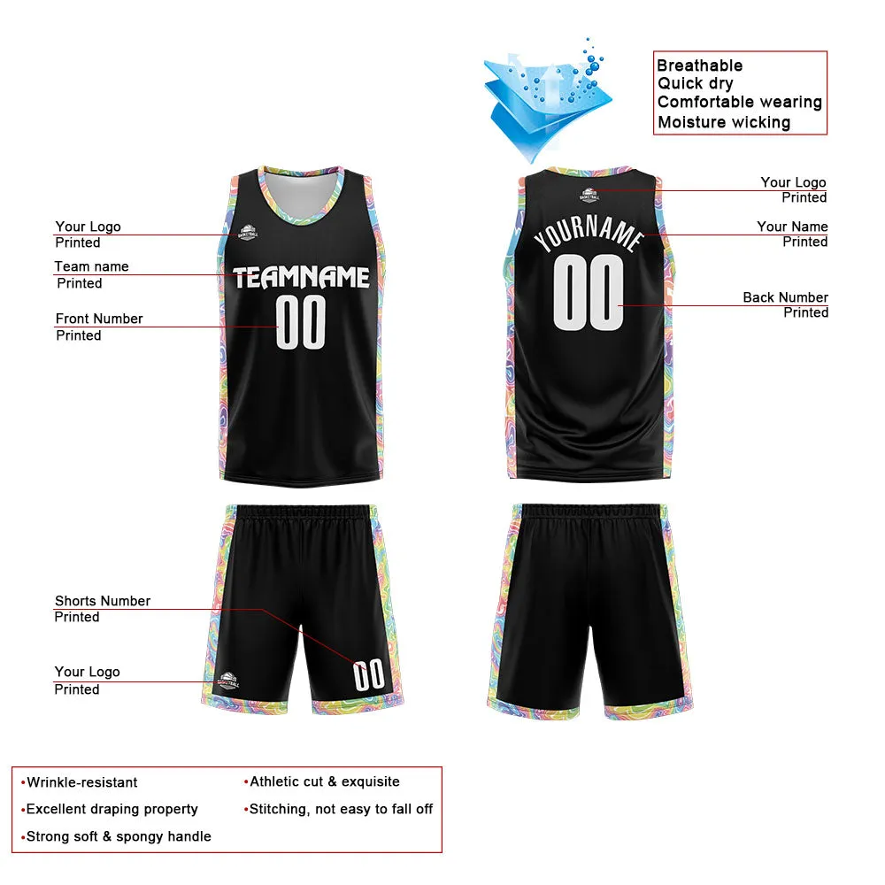 Custom Basketball Jersey Uniform Suit Printed Your Logo Name Number Black