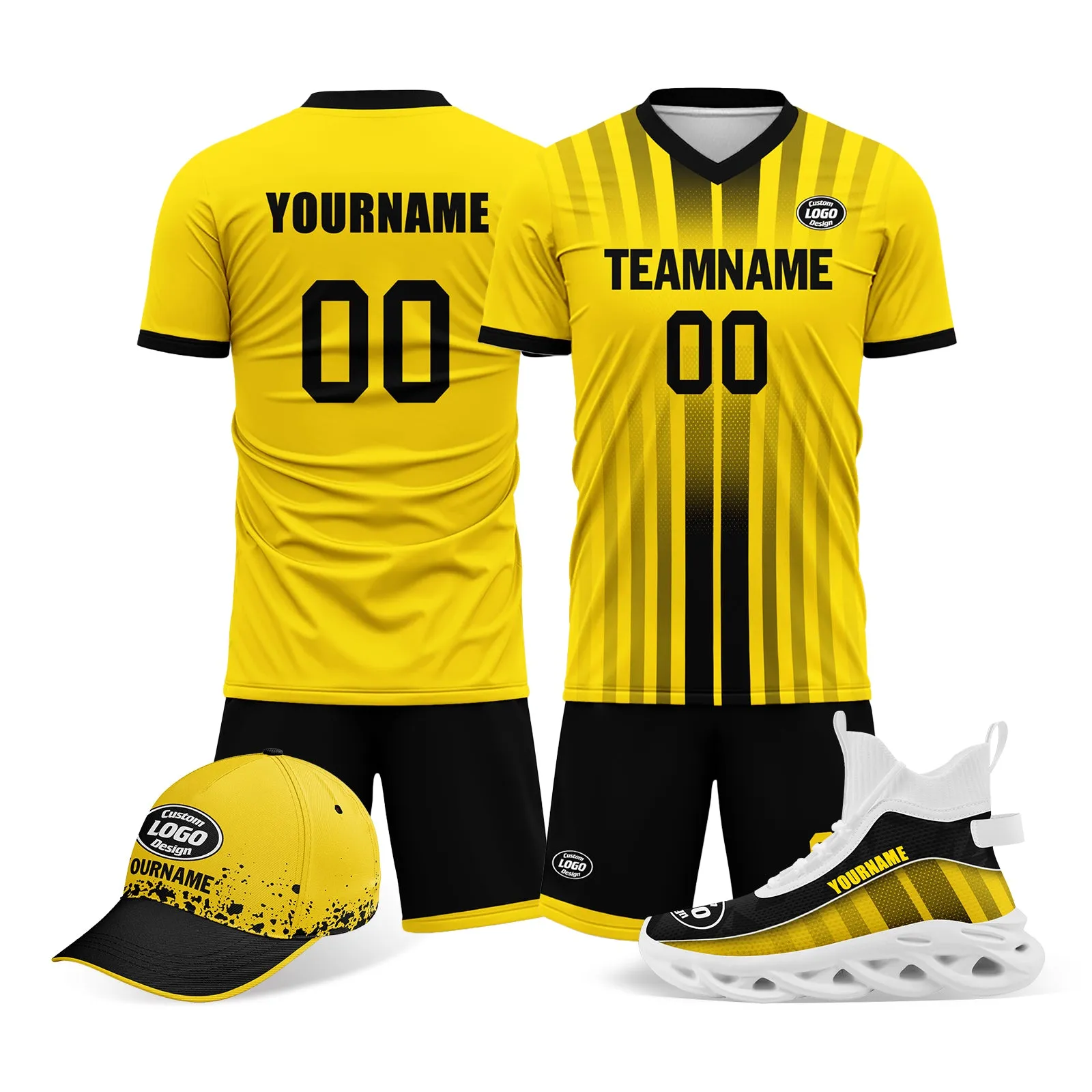 Custom Black Yellow Jersey MaxSoul Shoes and Hat Combo Offer Personalized Combo ZH-D020234-7