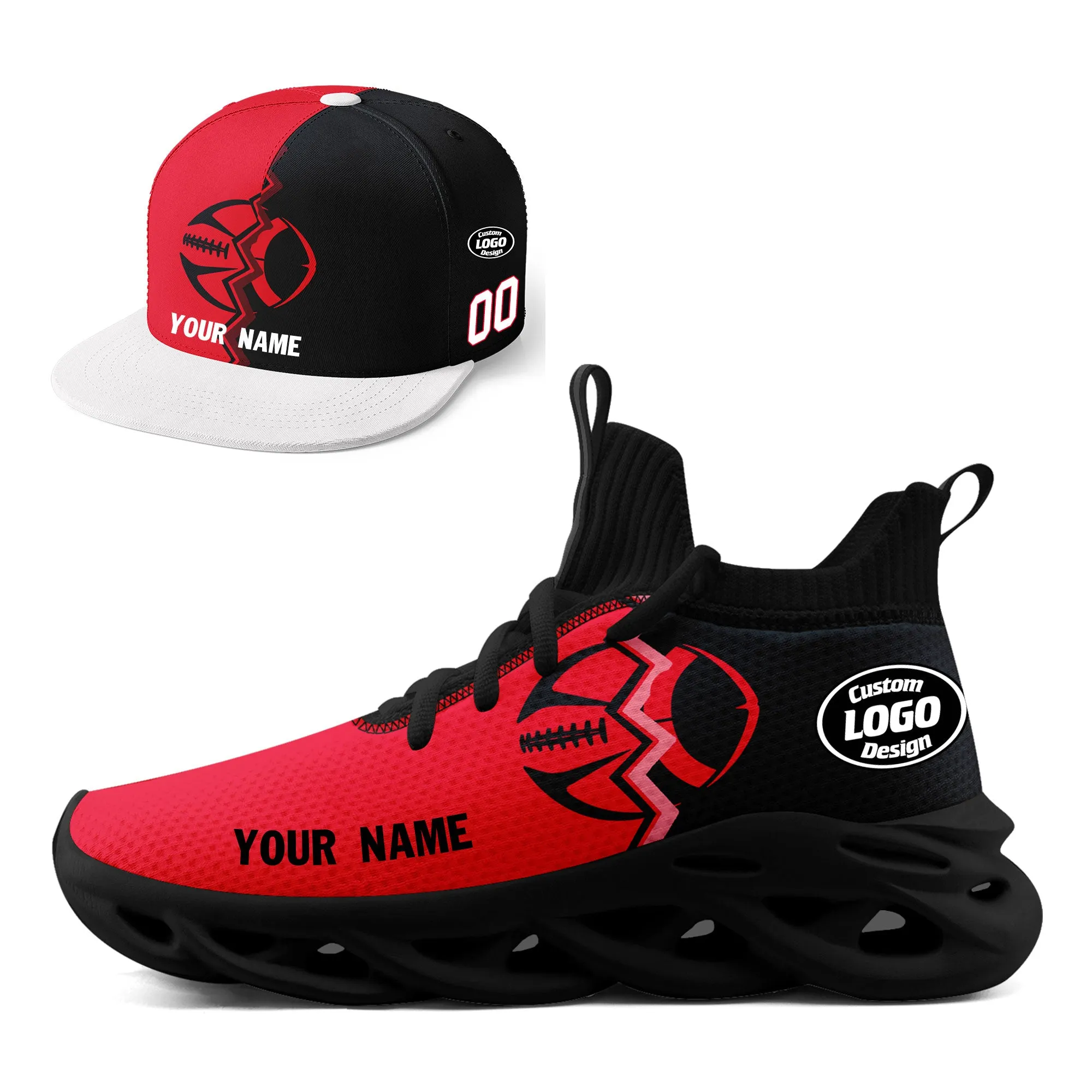 Custom Dark Gray Red Texas MaxSoul Shoes and Hat Combo Offer Personalized Combo ZH-D028017-22