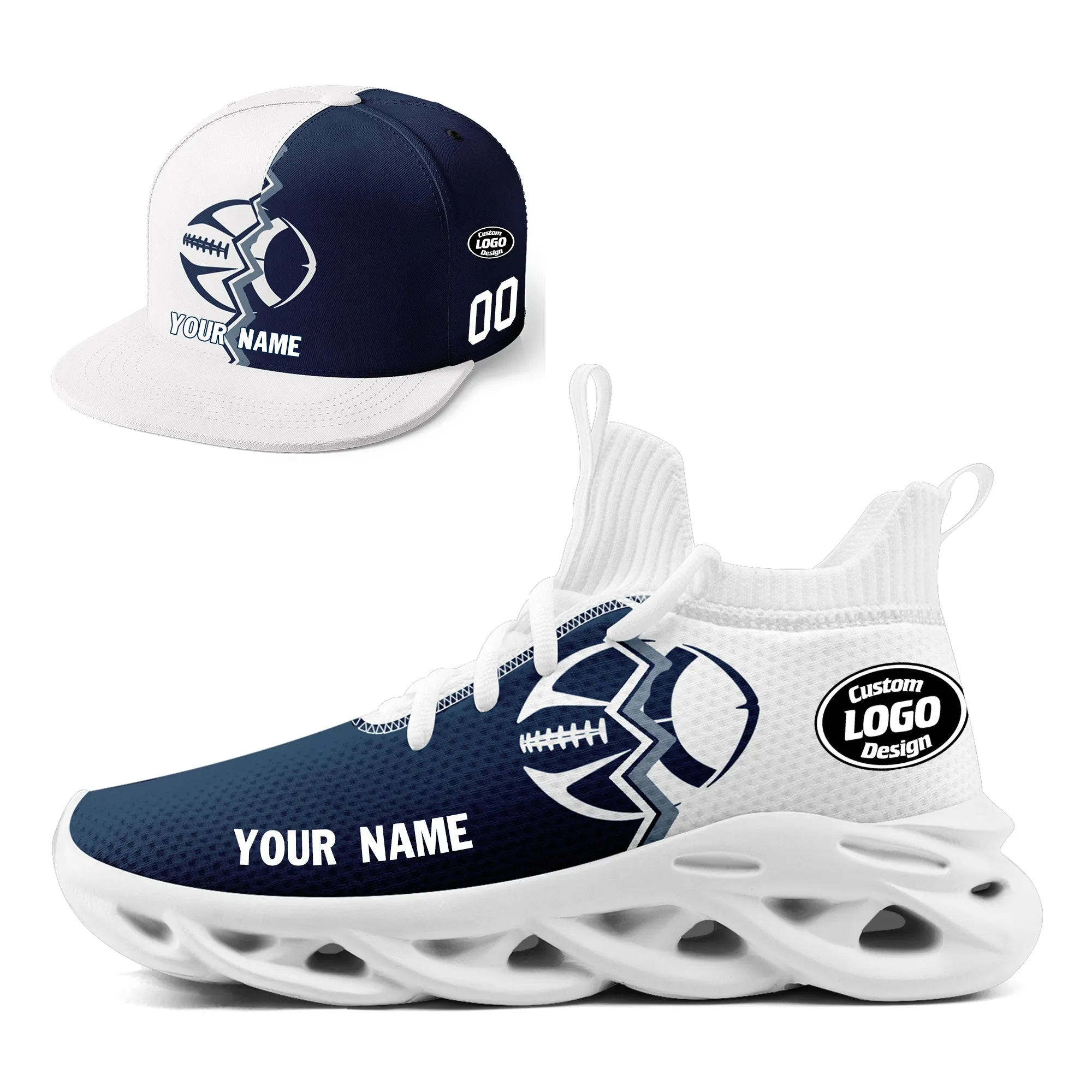 Custom Deep Blue White Texas MaxSoul Shoes and Hat Combo Offer Personalized Combo ZH-D028017-5