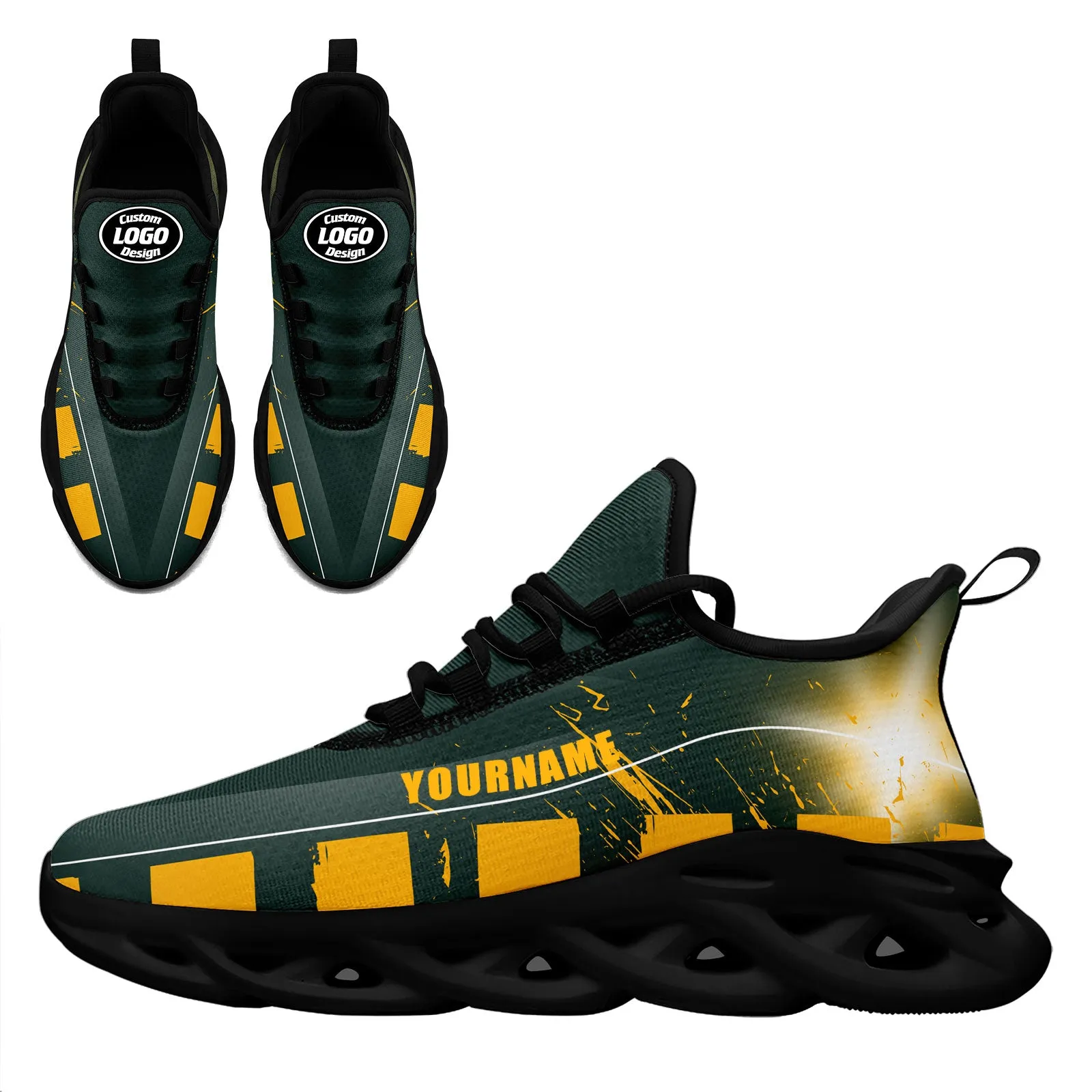 Custom Green Yellow Green Bay Maxsoul Shoes Personalized Sneaker FN003-D020260-13