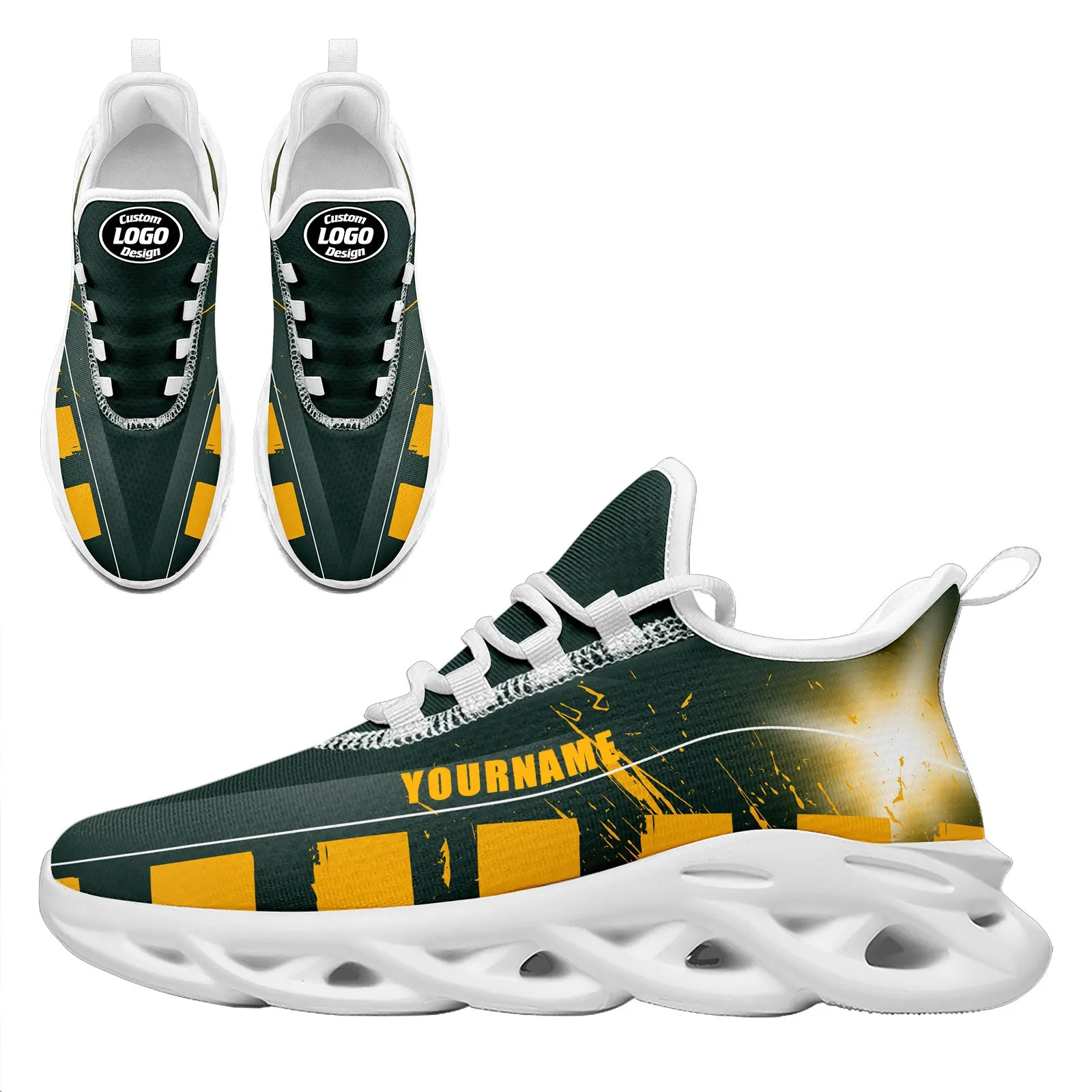 Custom Green Yellow Green Bay Maxsoul Shoes Personalized Sneaker FN003-D020260-13