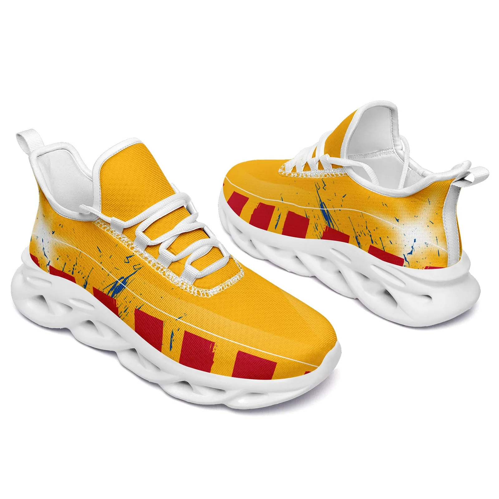 Custom Yellow Red Blue Pittsburgh MaxSoul Shoes and Hat Combo Offer Personalized Combo ZH-D020264-30