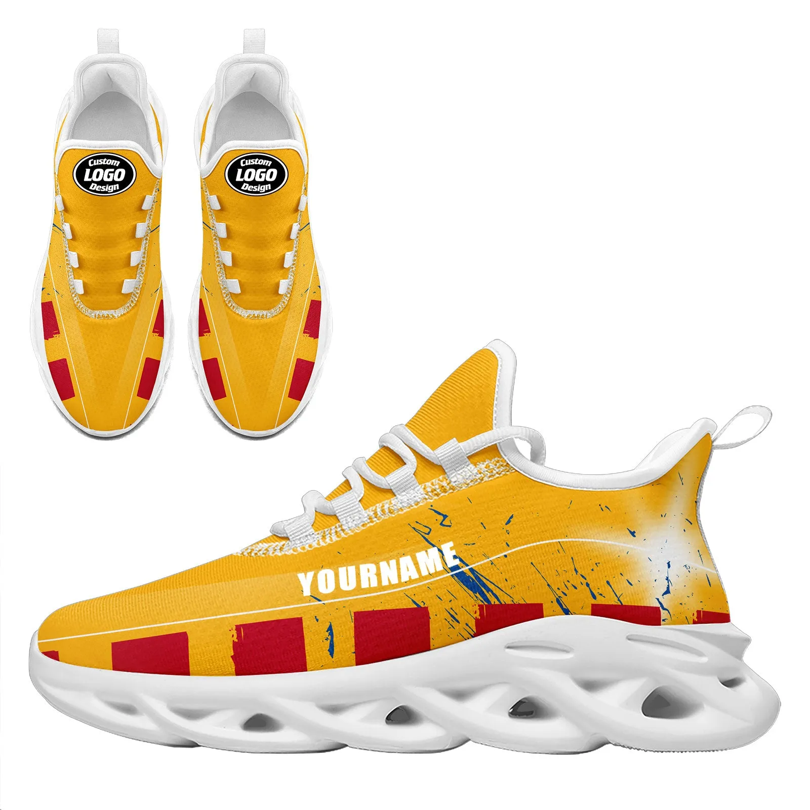 Custom Yellow Red Blue Pittsburgh MaxSoul Shoes and Hat Combo Offer Personalized Combo ZH-D020264-30