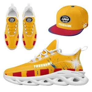 Custom Yellow Red Blue Pittsburgh MaxSoul Shoes and Hat Combo Offer Personalized Combo ZH-D020264-30