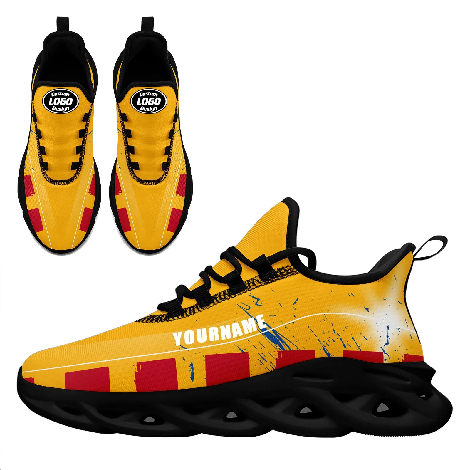 Custom Yellow Red Blue Pittsburgh MaxSoul Shoes and Hat Combo Offer Personalized Combo ZH-D020264-30