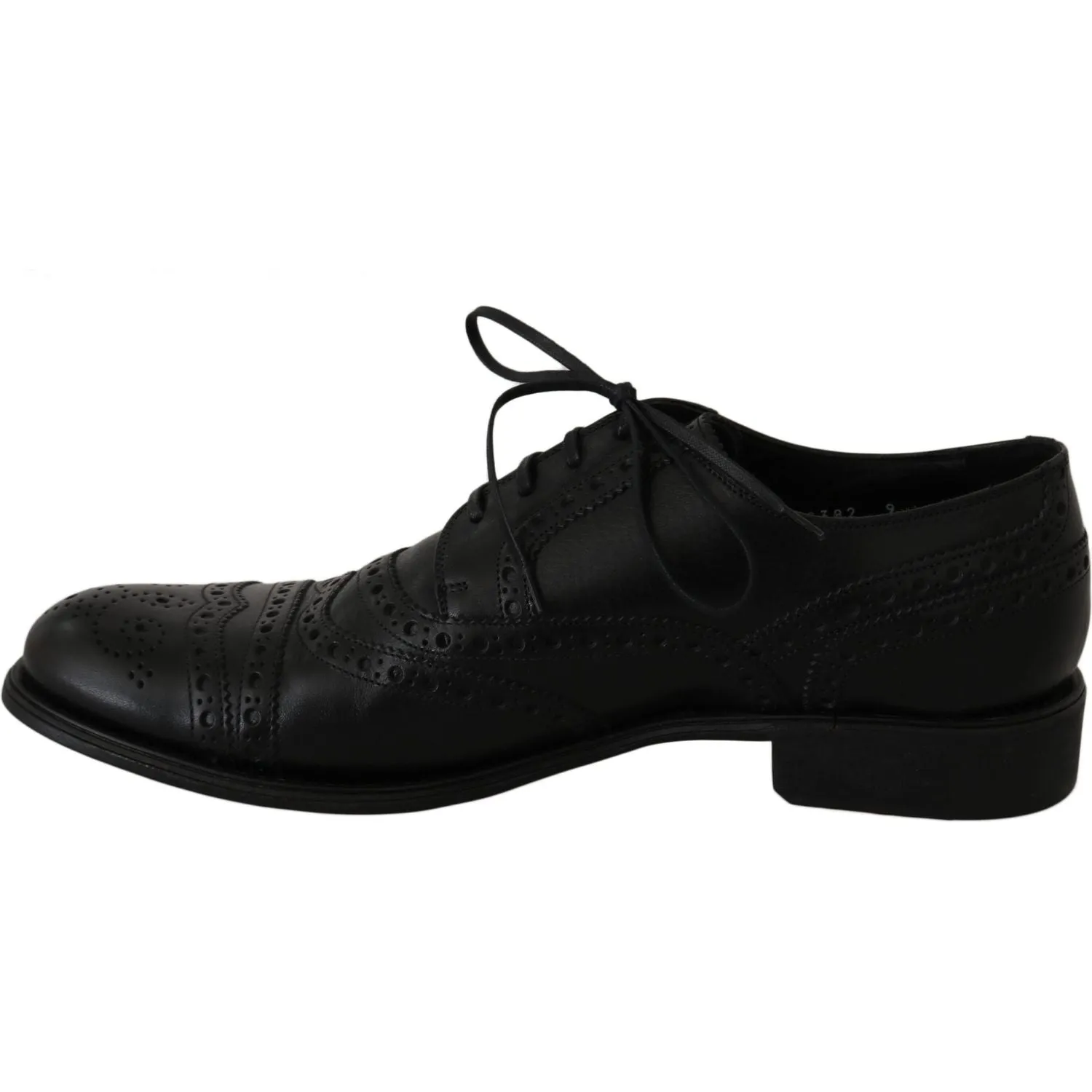 Dolce & Gabbana Elegant Black Leather Derby Wingtip Dress Shoes