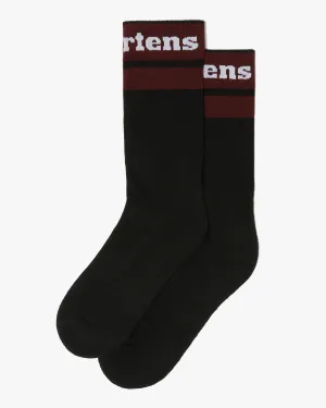 Dr Martens Athletic Logo Organic Cotton Blend Socks - Black / Cherry Red