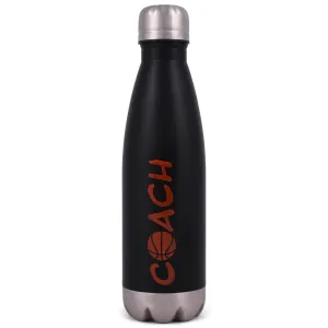 Elanze Designs Basketball Coach Black 17 ounce Stainless Steel Sports Water Bottle