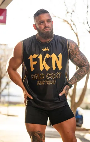 FKN GOLD | Men's Gym Training Basketball Jersey Singlet | Black & Gold