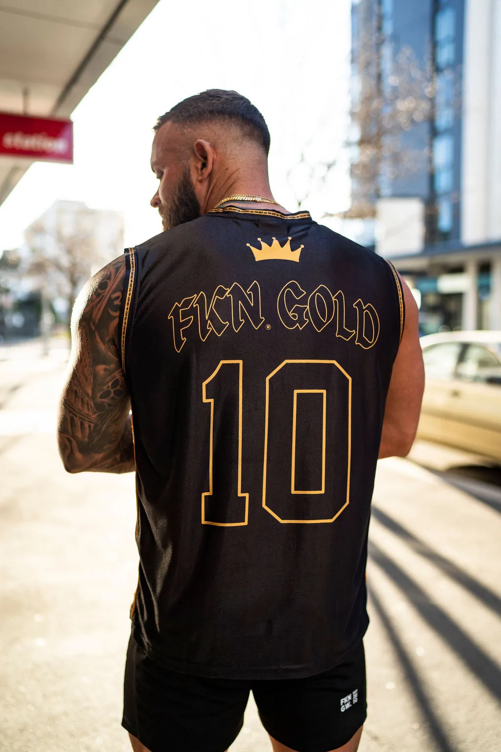 FKN GOLD | Men's Gym Training Basketball Jersey Singlet | Black & Gold