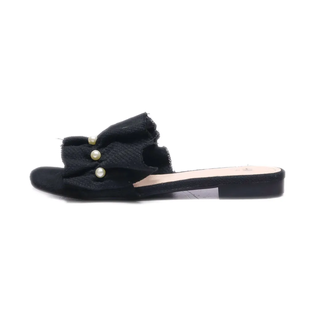 H&M Sliders Fabric Black Colour For Women