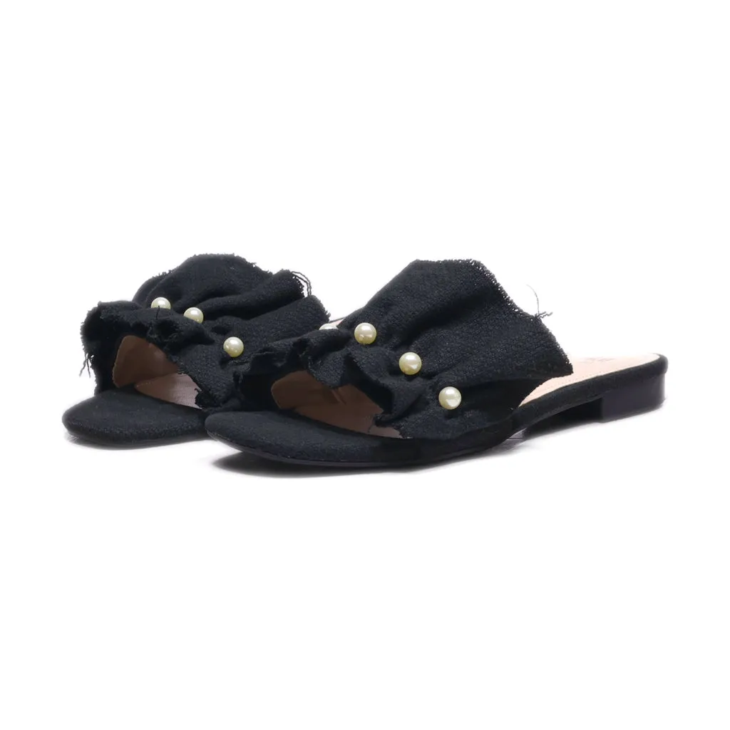 H&M Sliders Fabric Black Colour For Women