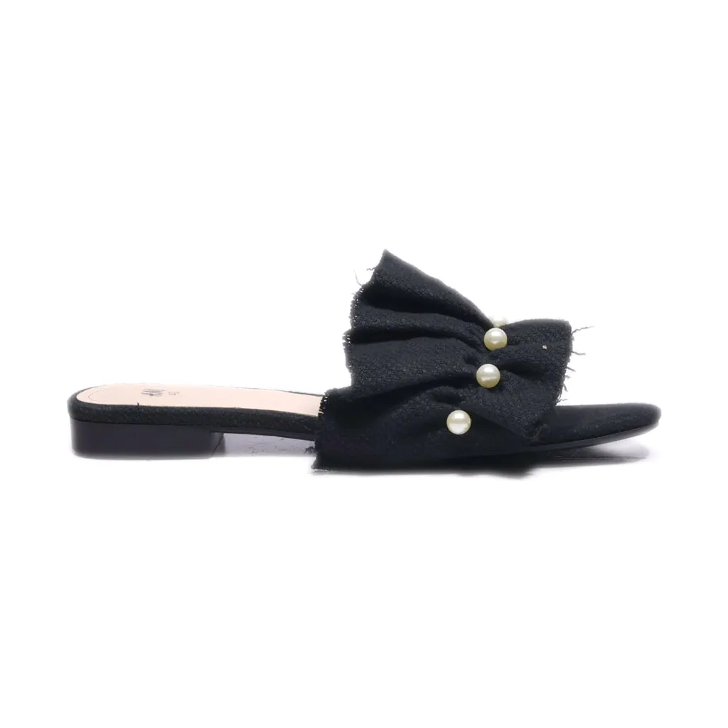 H&M Sliders Fabric Black Colour For Women