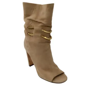 Jimmy Choo Beige Mysen 100 Open Toe Suede Boots